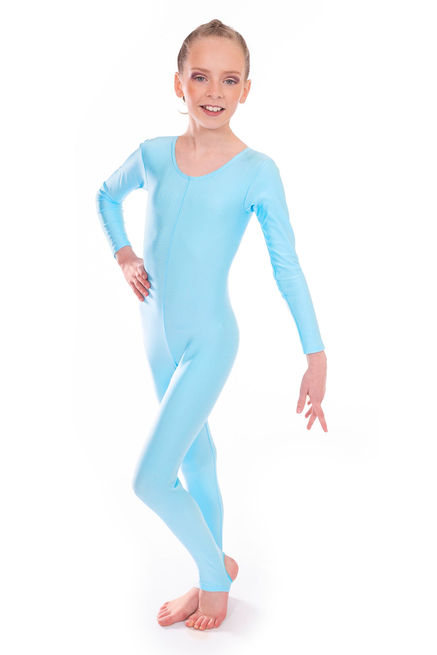 Pale Blue Dance Long Sleeved Unitard Catsuit
