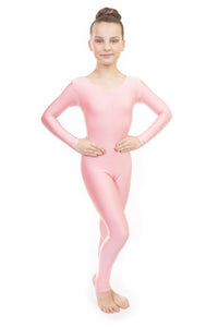 Pale Pink Dance Long Sleeved Unitard Catsuit
