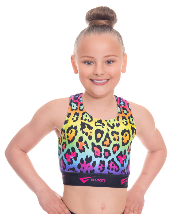 Kids Girls Crop Top & Legging Set Rainbow Black Fashion Outfit Clothing Set