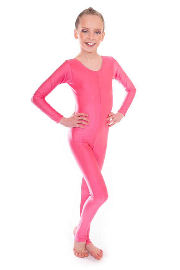 Raspberry Red Dance Long Sleeved Unitard Catsuit
