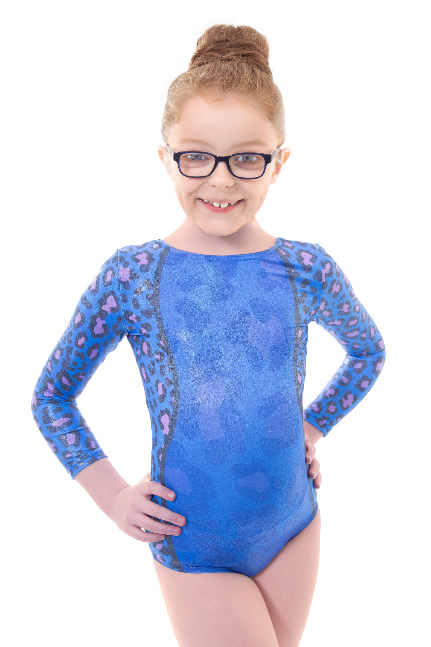 Wild Blue Long Sleeved Gymnastics Leotard